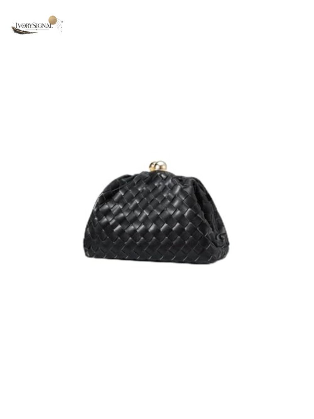 Woven Faux Leather Evening Bag Detachable Chain Clutch Gold